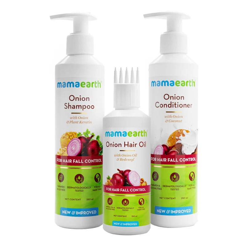 Mamaearth Onion Anti Hair Fall Spa Range with Shampoo + Conditioner + Oil for Hair Fall Control, 650 ml-9.webp